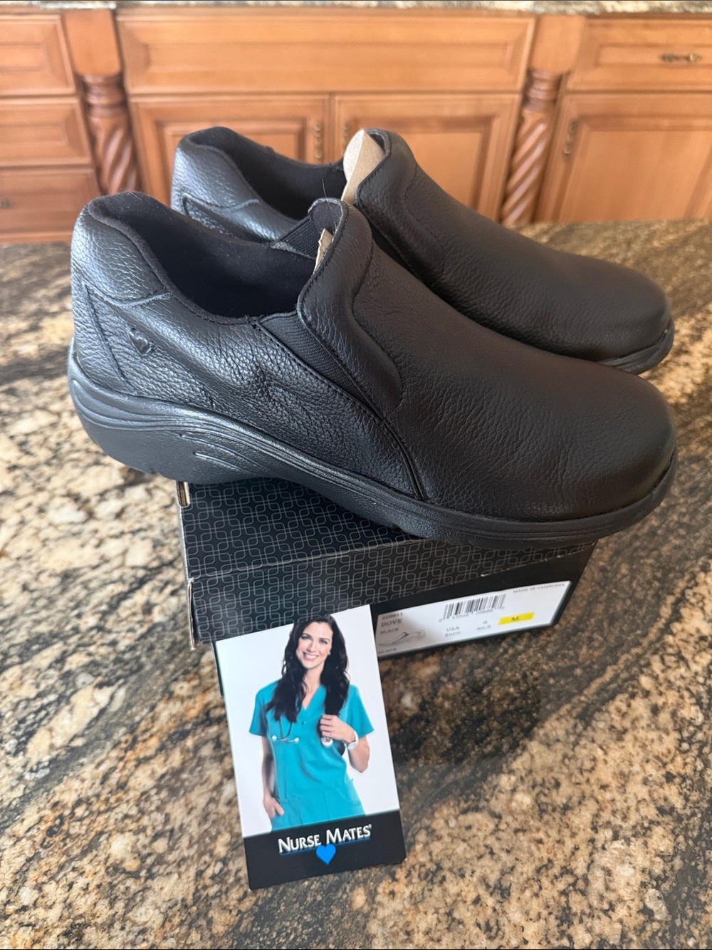 Nurse Mates Women’s Black Leather Slip-On Nursing Shoe